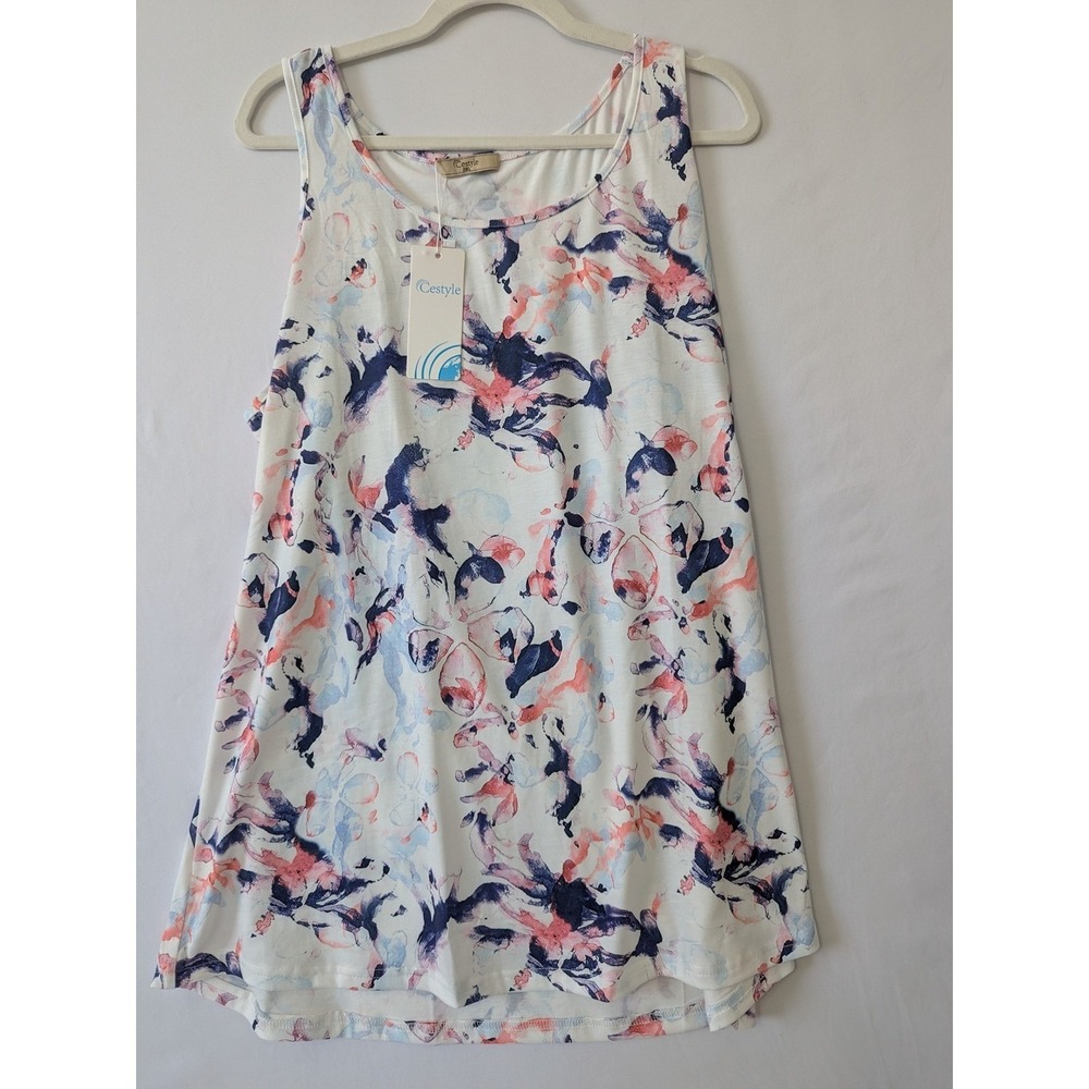 Cestyle 2XL Floral Tank Top Sleeveless Casual Blouse Purple White Pink New
